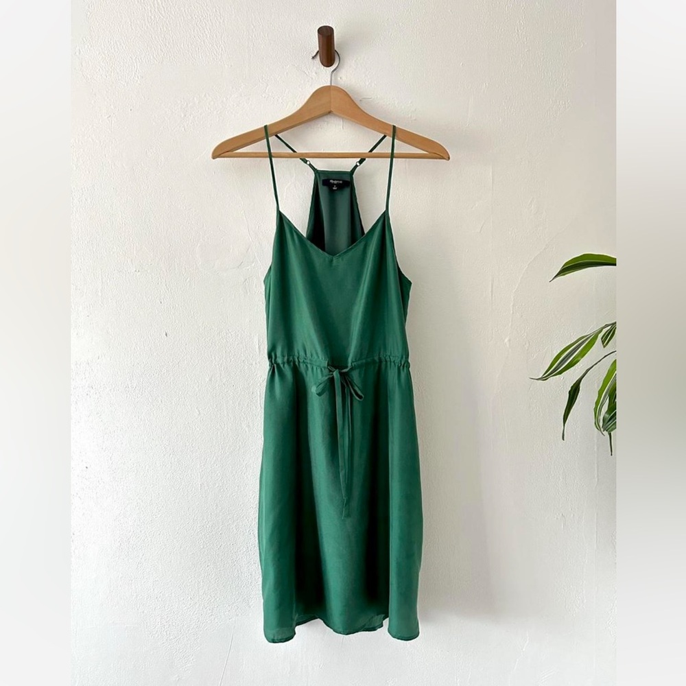 Madewell‎ Green Silk Mini Dress with Spaghetti Straps